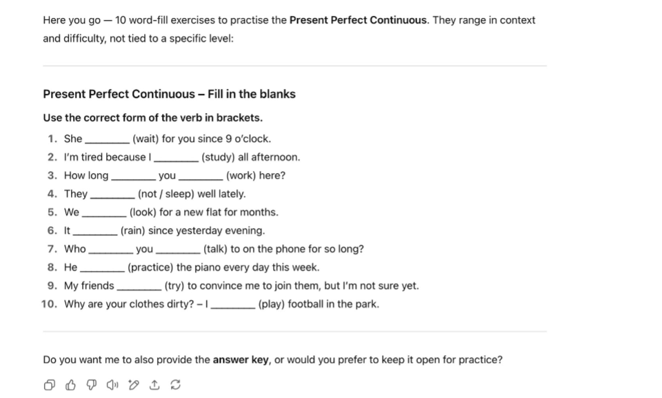 المضارع التام المستمر2